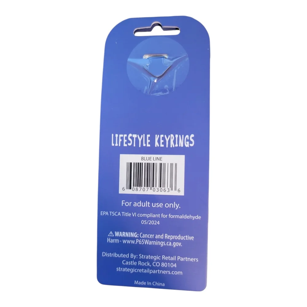 Skull USA Blue line  Lifestyle KEYCHAIN.‎ DOUBLE SIDED WOOD